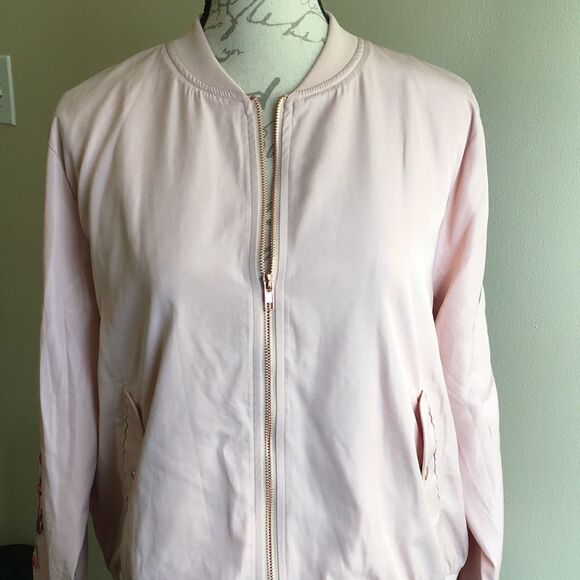 MINKPINK Bomber Jacket embroidered Large Pink - Picture 4 of 8